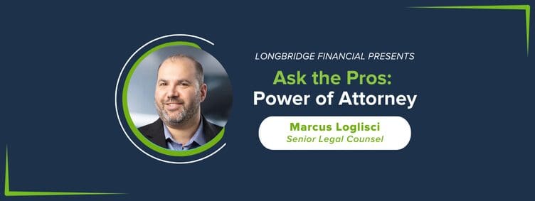 blue banner with man headshot and title